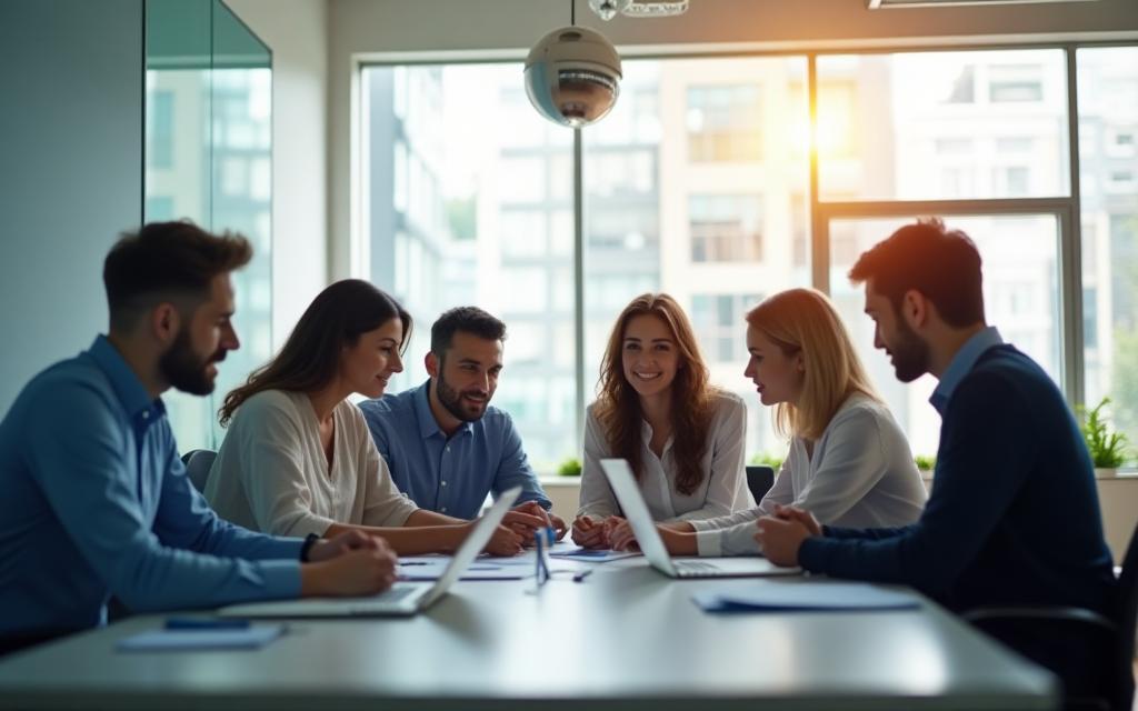 Μέλη της ομάδας σε brainstorming στο γραφείο της Aegean Hospitality Solutions